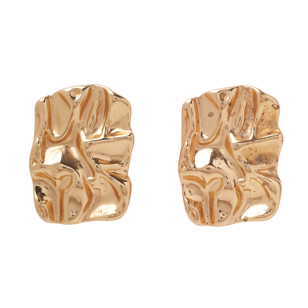 Embossed Elegance Gold Earrings