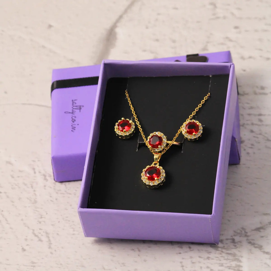 Garnet Matching complete Jewellery Set