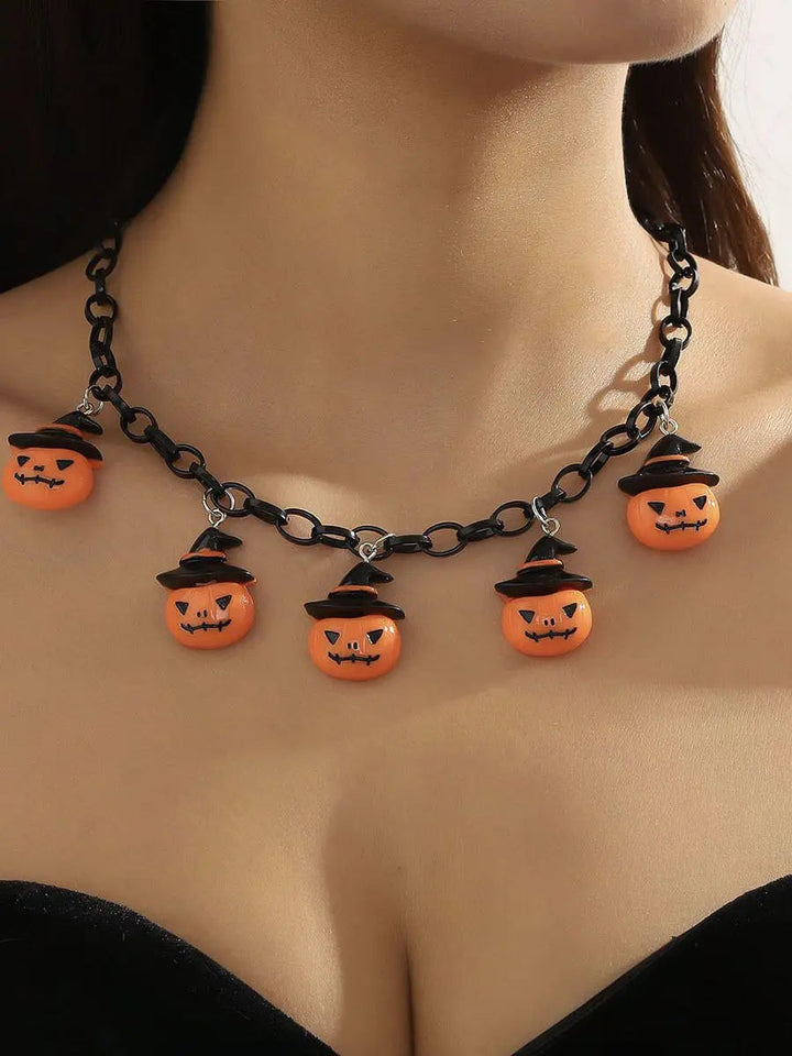 Halloween Pumpkin Black Necklace