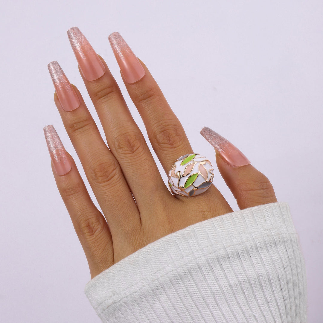 Leafy Enamel Gold Ring