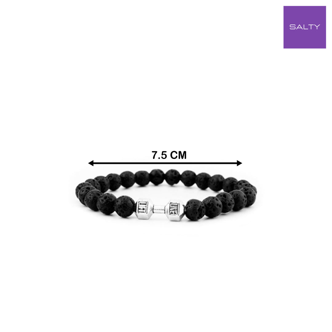 Strength Beaded Stone Band - Silver