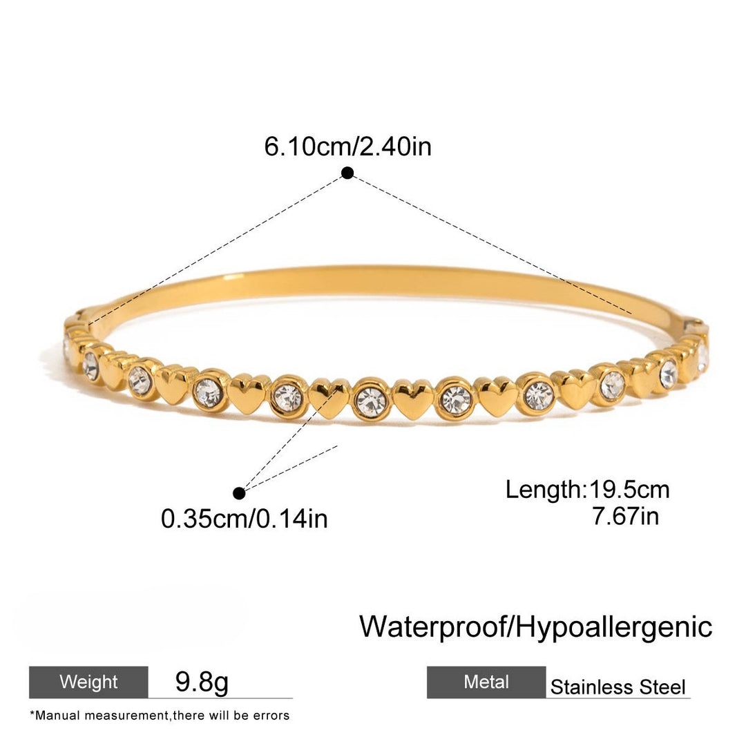 Hearts & Zircons Tennis Bracelet - Gold