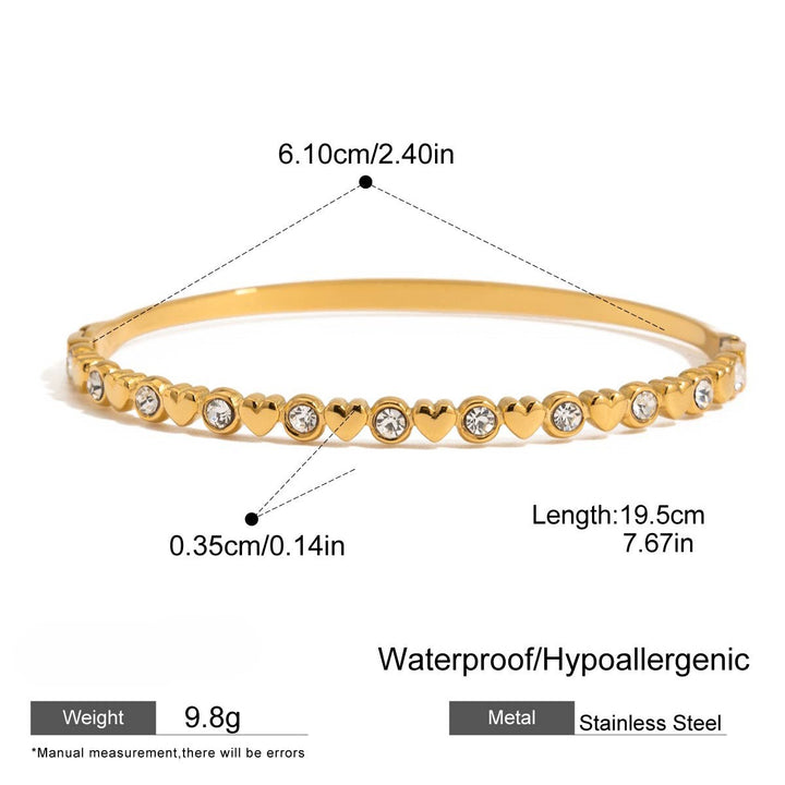 Hearts & Zircons Tennis Bracelet - Gold