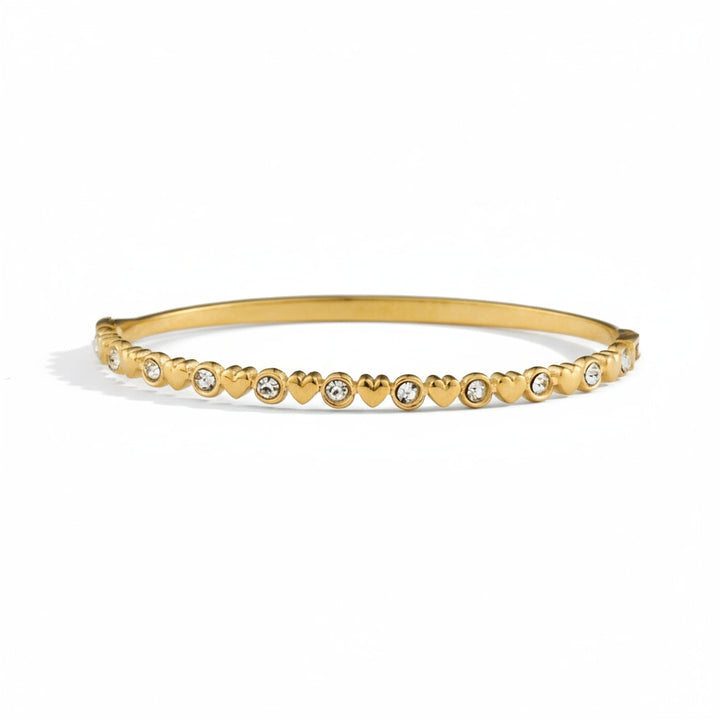 Hearts & Zircons Tennis Bracelet - Gold