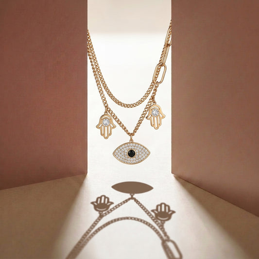 Evil Eye Hamsa Layered Necklace