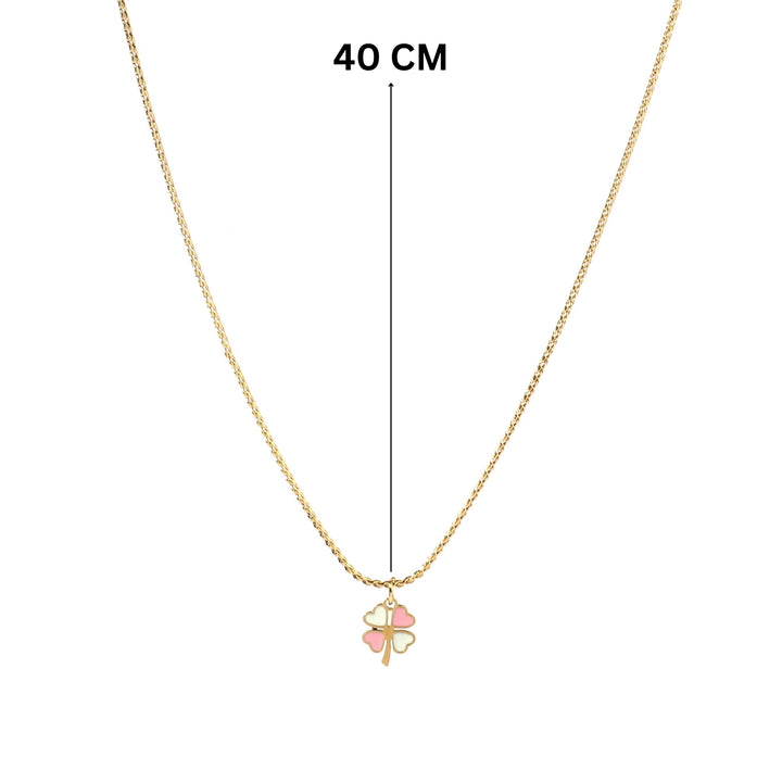 Pink & White Clover Gold Necklace