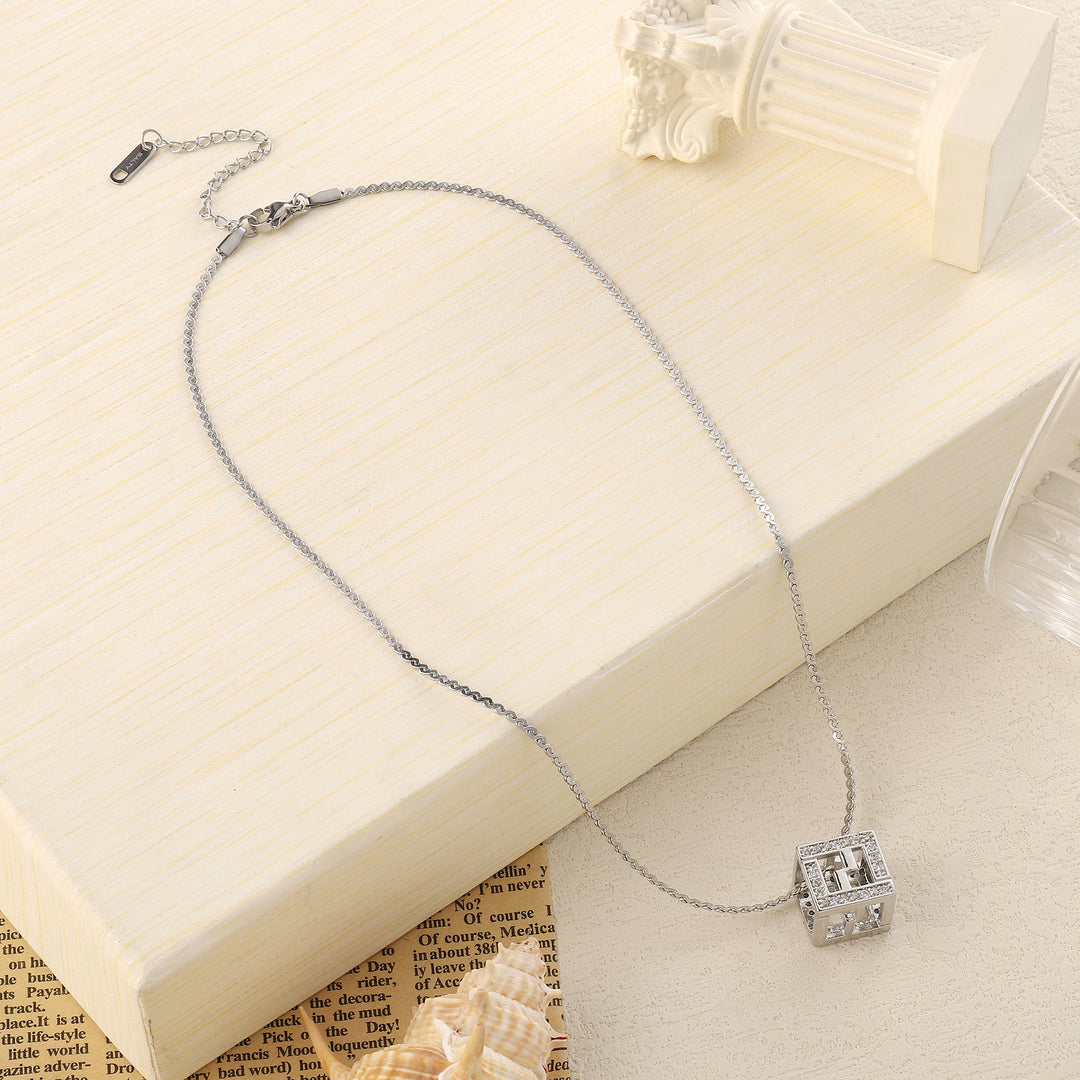 The F studded Silver Necklace