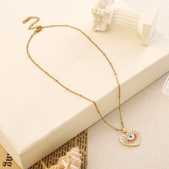 Medea Evil Eye Heart Necklace - Salty Accessories