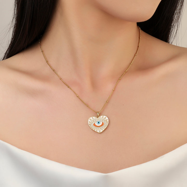 Medea Evil Eye Heart Necklace - Salty Accessories