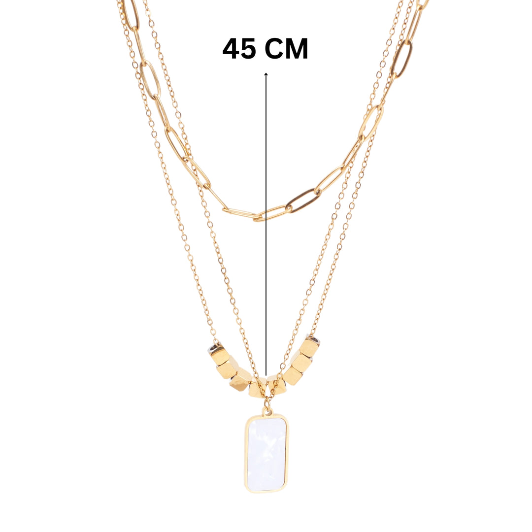 White Marble Gold Necklace - Salty Accessories