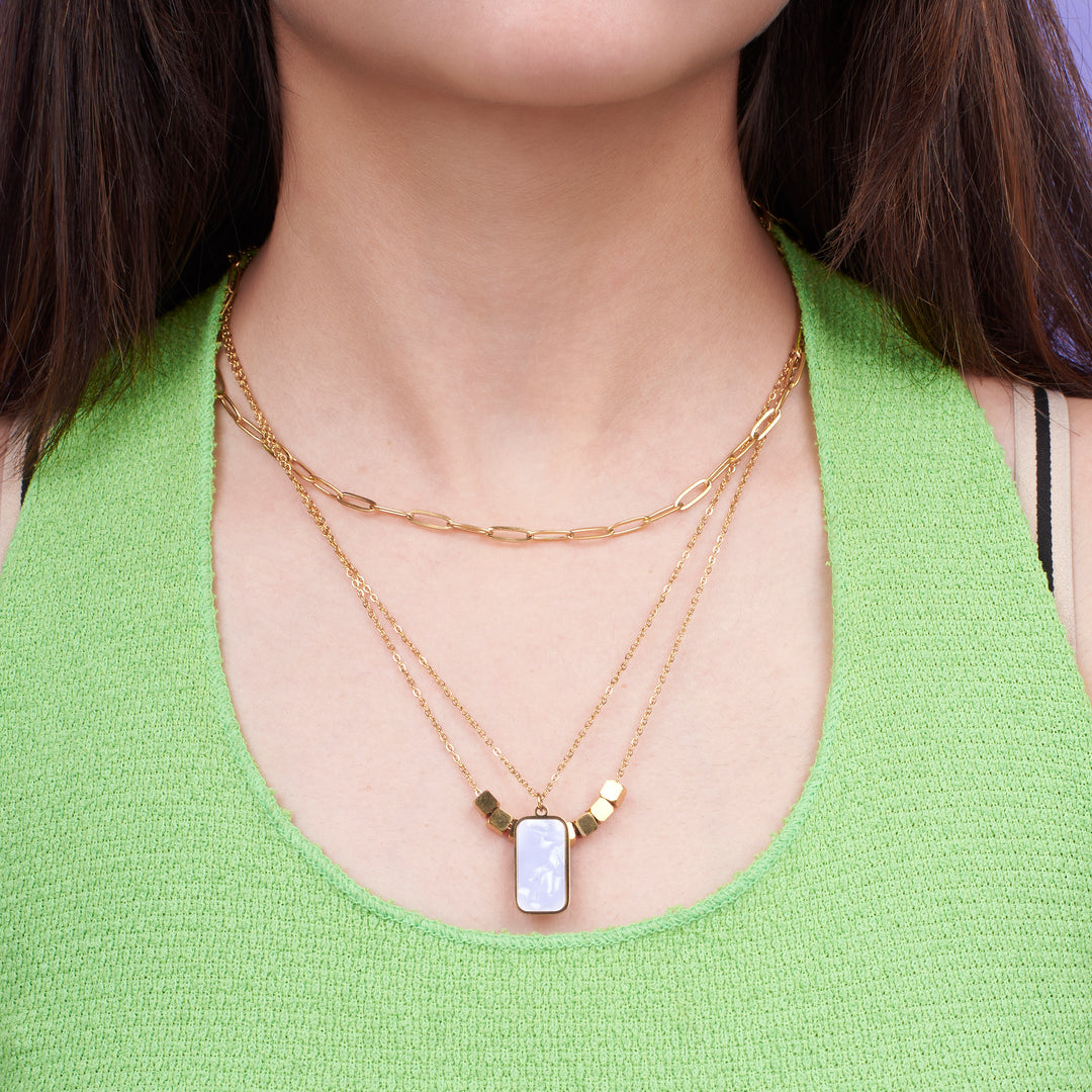 White Marble Gold Necklace - Salty Accessories