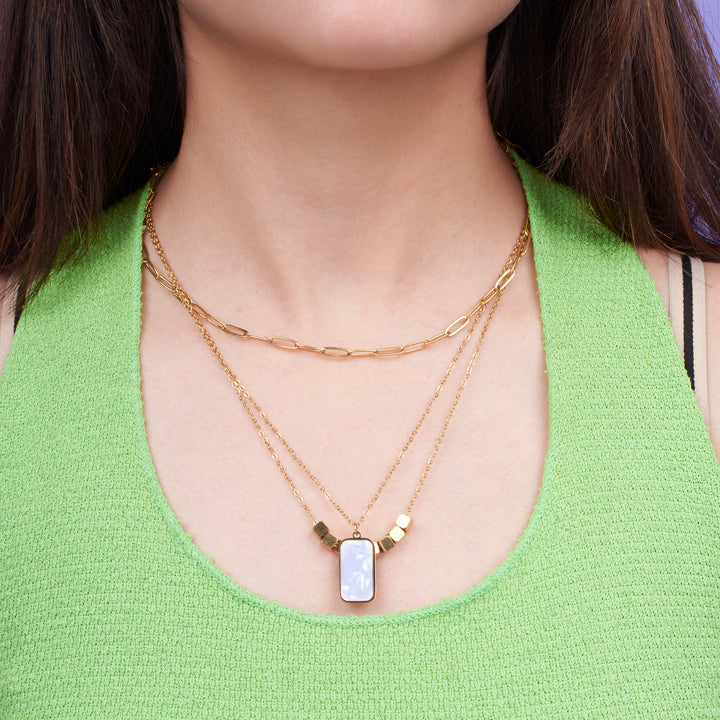 White Marble Gold Necklace - Salty Accessories