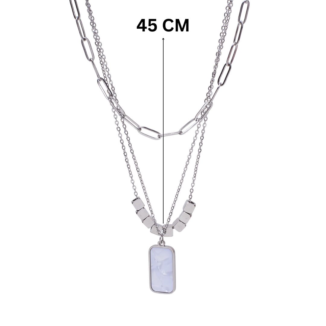 White Marble Silver Necklace - Salty Accessories