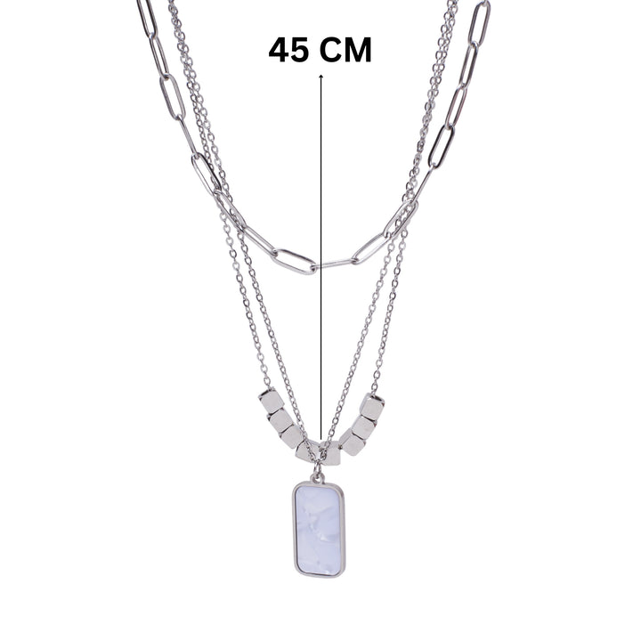 White Marble Silver Necklace - Salty Accessories