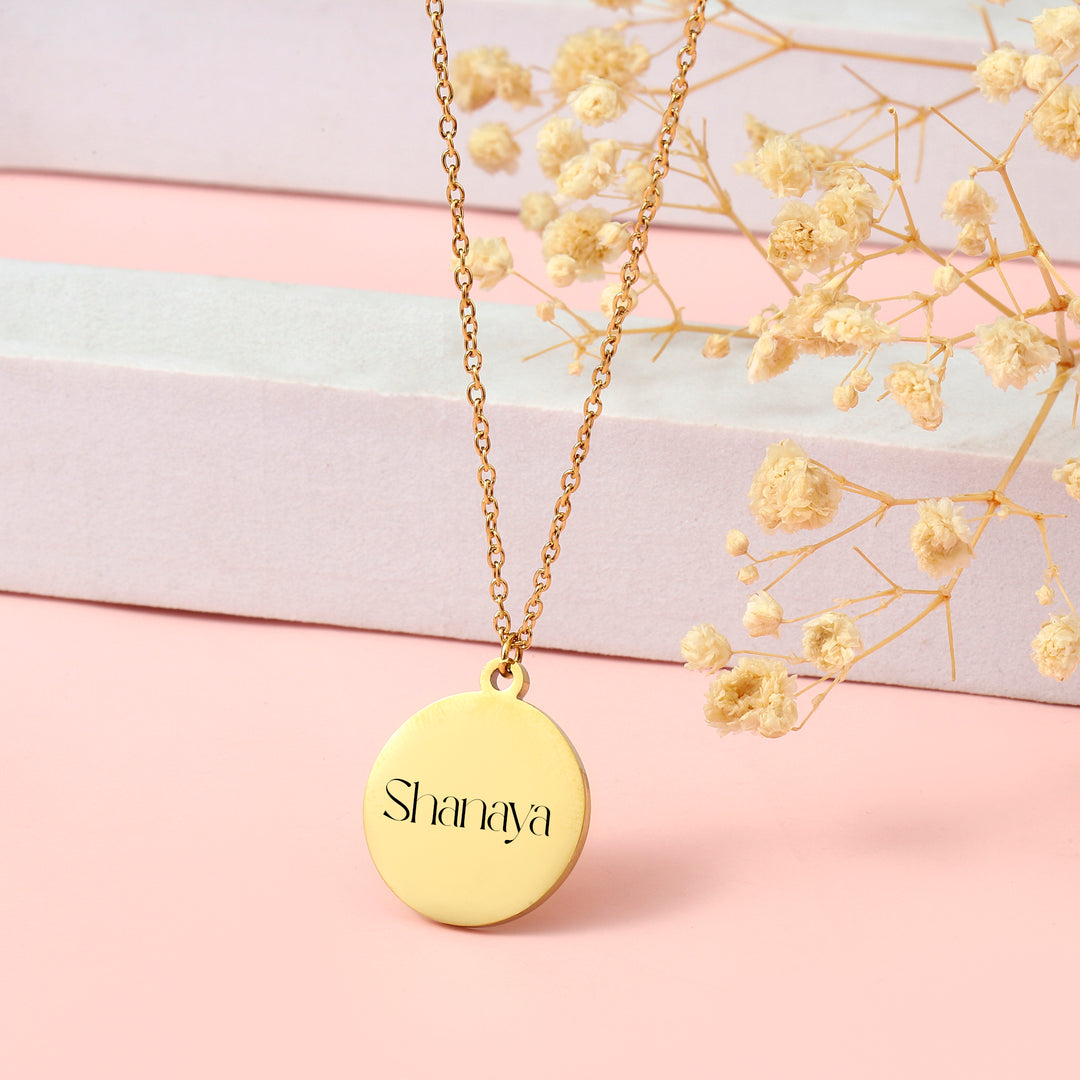 Minimal Round  Personalised Golden Necklace