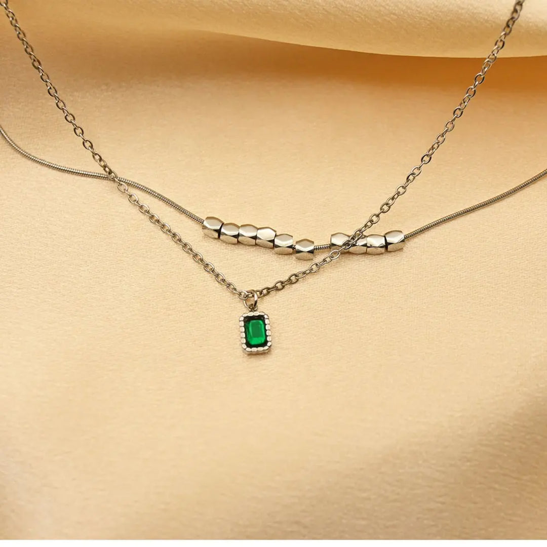 Emerald Vine Necklace - Silver