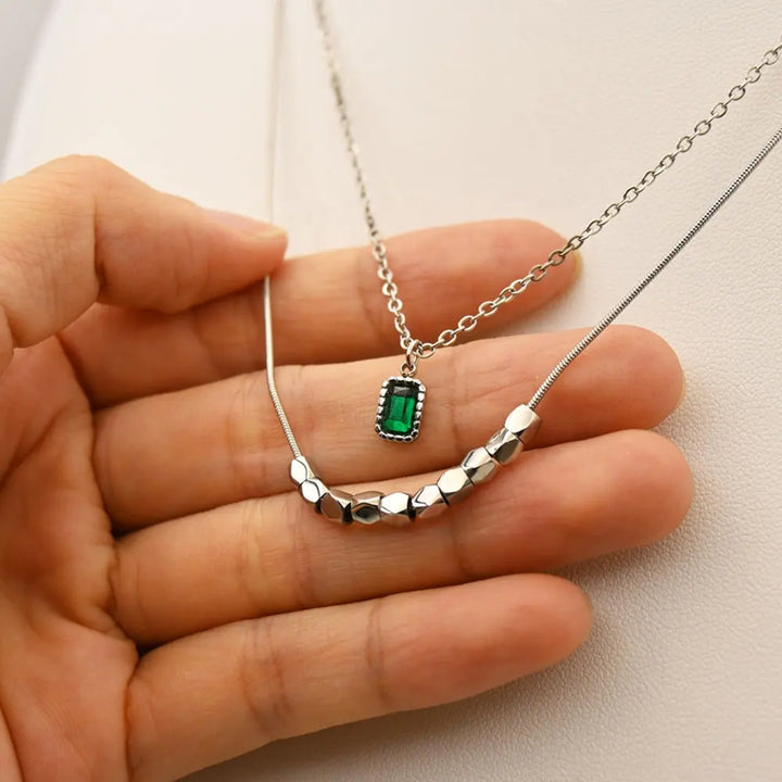 Emerald Vine Necklace - Silver