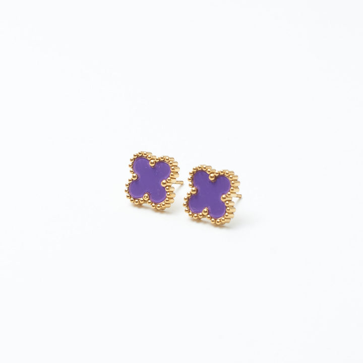 Plum Lucky Clover Studs