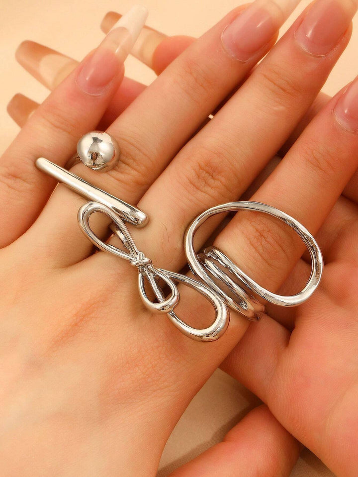 Set of 3 Funked-Up Silver Stack Ring - Salty Accessories