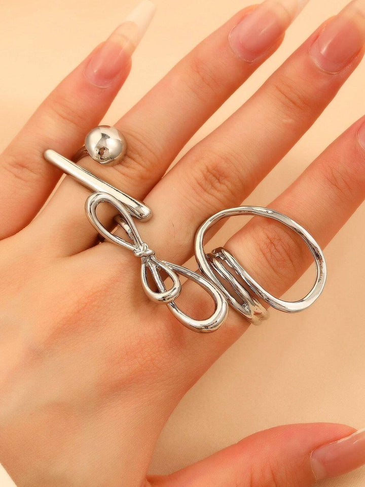 Set of 3 Funked-Up Silver Stack Ring - Salty Accessories