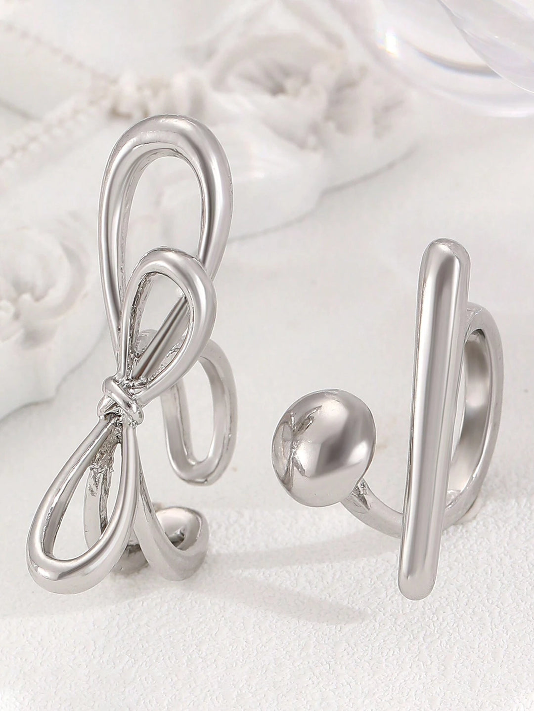 Set of 3 Funked-Up Silver Stack Ring - Salty Accessories