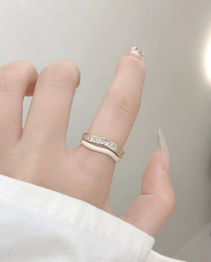 Sofia Tennis Enamel Gold Ring