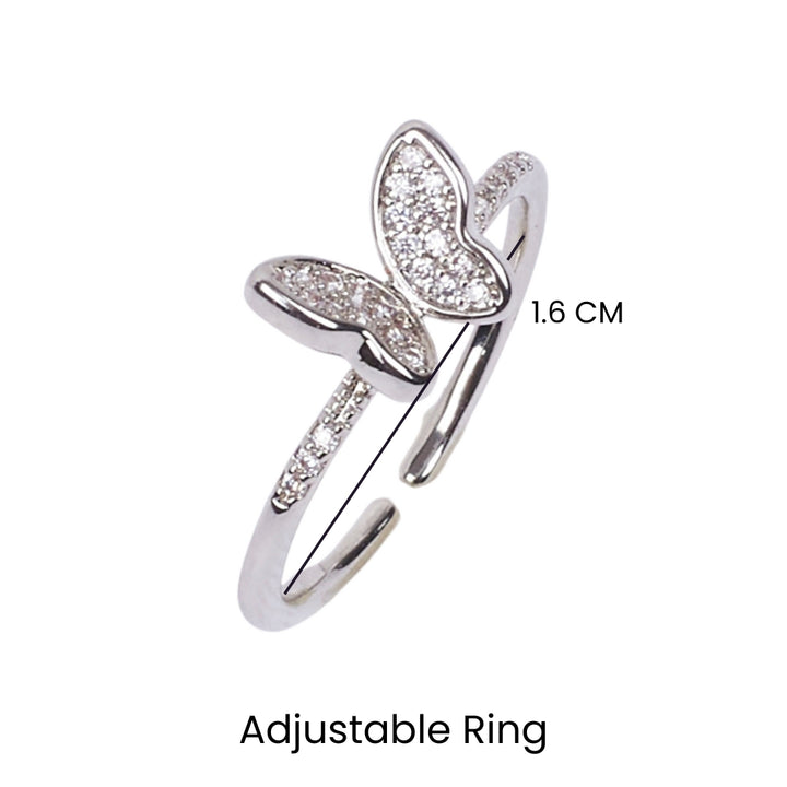 Hollis Studded Butterfly Silver Ring