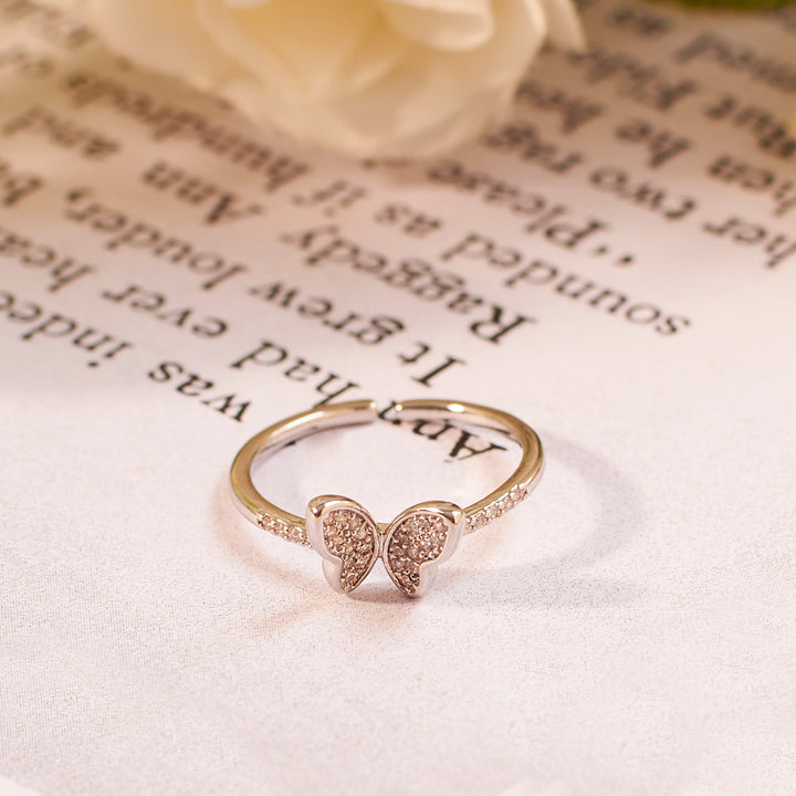 Hollis Studded Butterfly Silver Ring