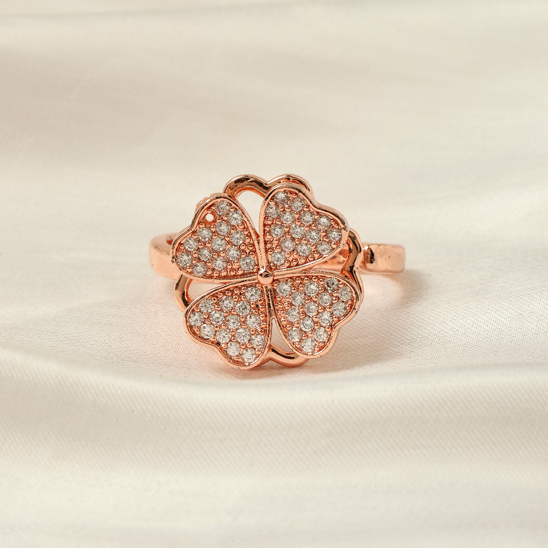Sariah Spinner Floral Rosegold Ring - Salty Accessories