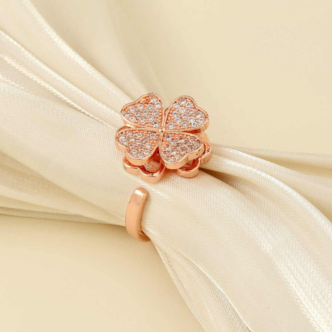 Sariah Spinner Floral Rosegold Ring - Salty Accessories