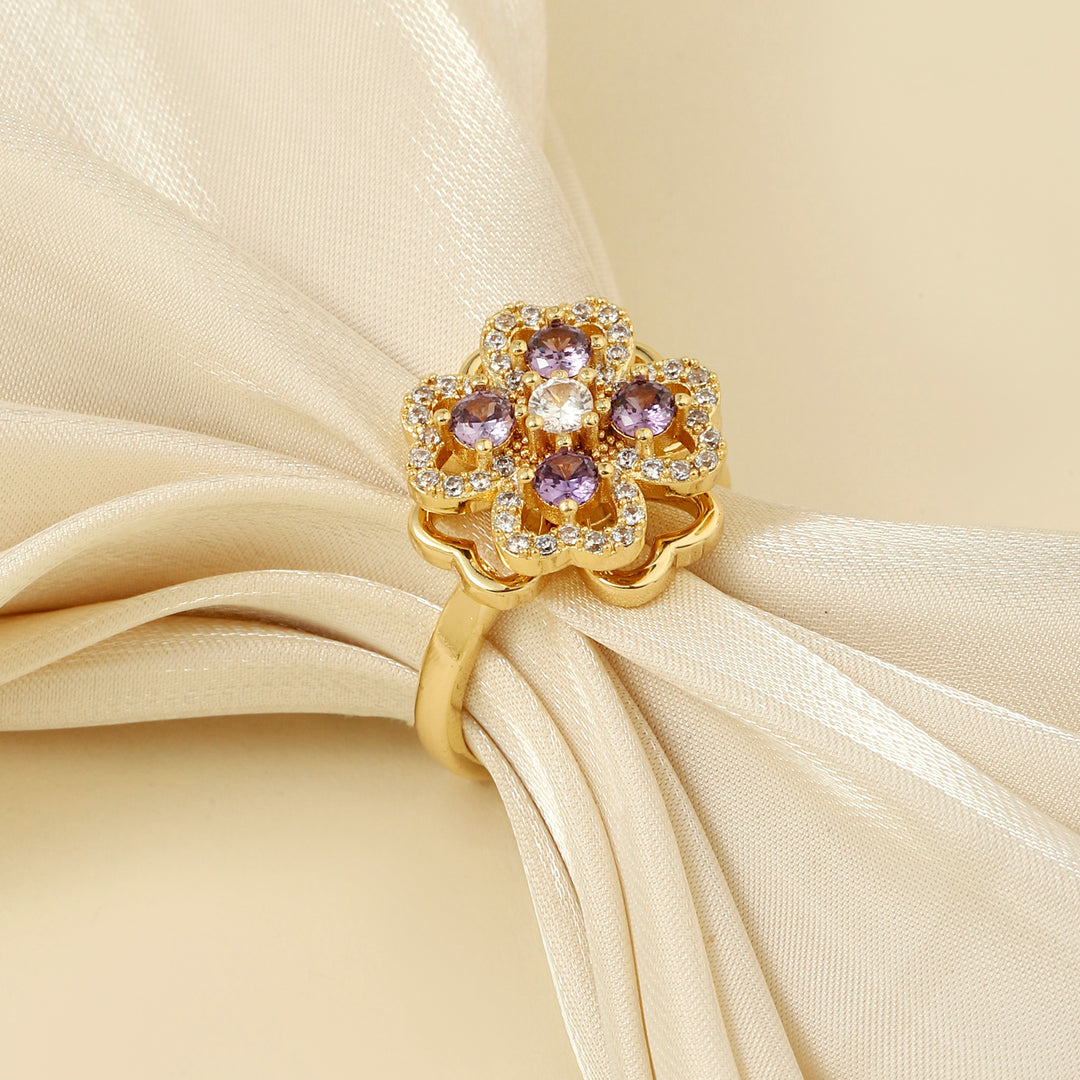 Diantha Purple Floral Spinner Ring - Salty Accessories