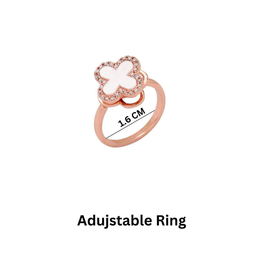 Arcelia White Clover Spinner Ring - Salty Accessories