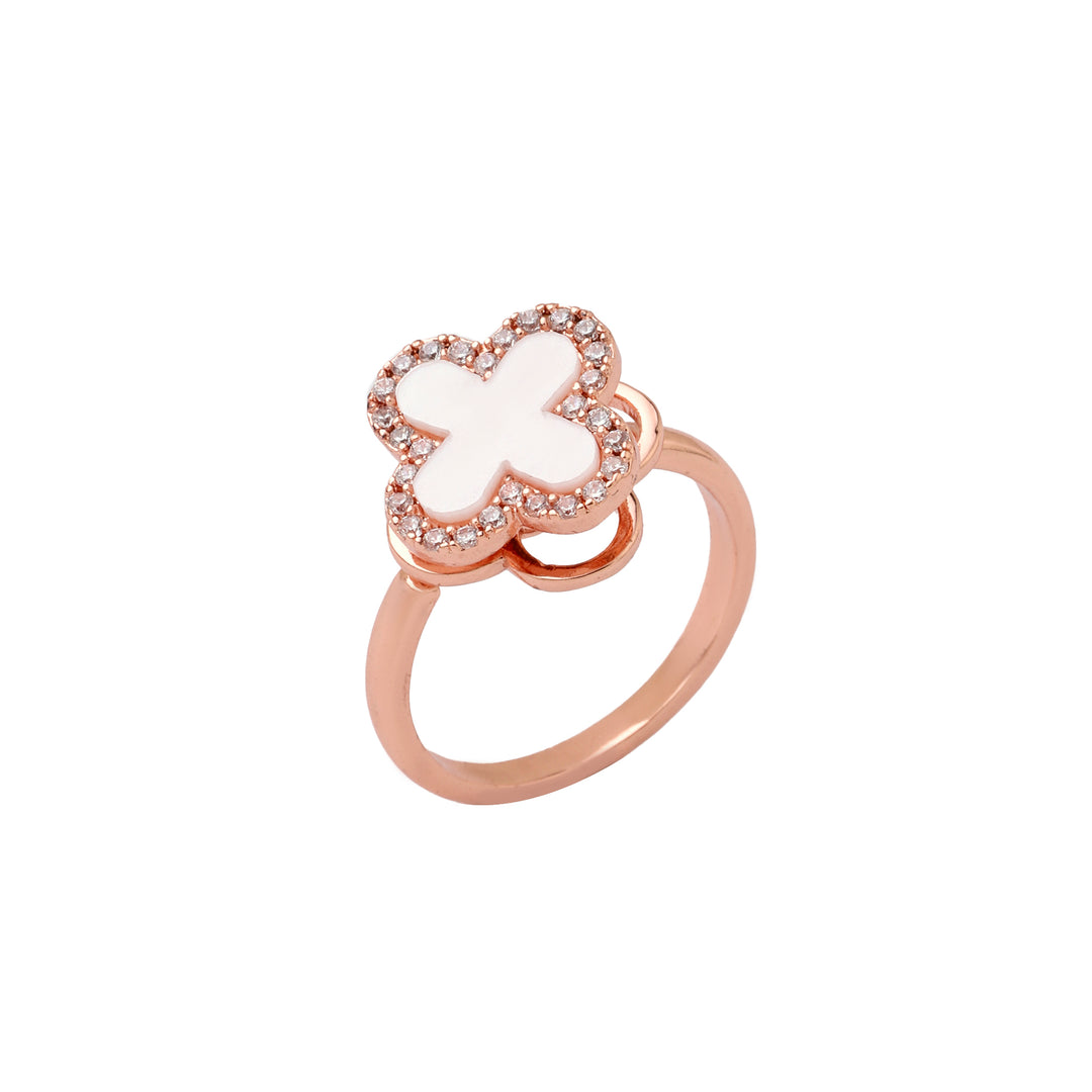 Arcelia White Clover Spinner Ring - Salty Accessories