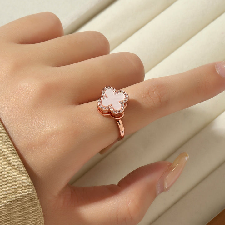 Arcelia White Clover Spinner Ring