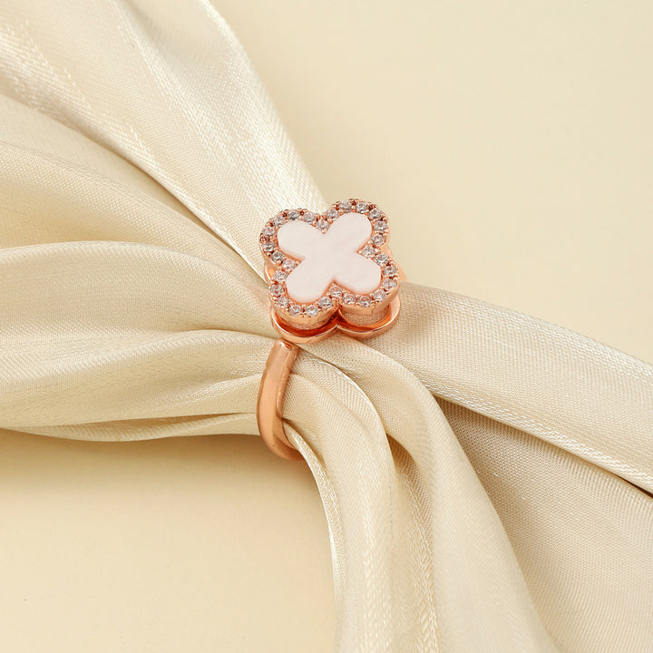 Arcelia White Clover Spinner Ring - Salty Accessories