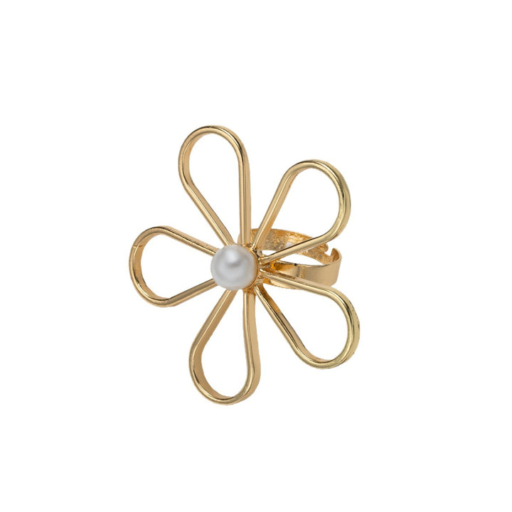 Golden Bloom Pearl Ring