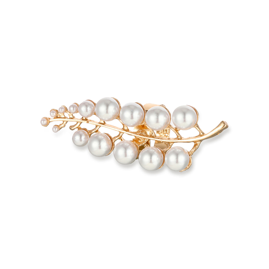 Embellished Pearls Leaf Ring