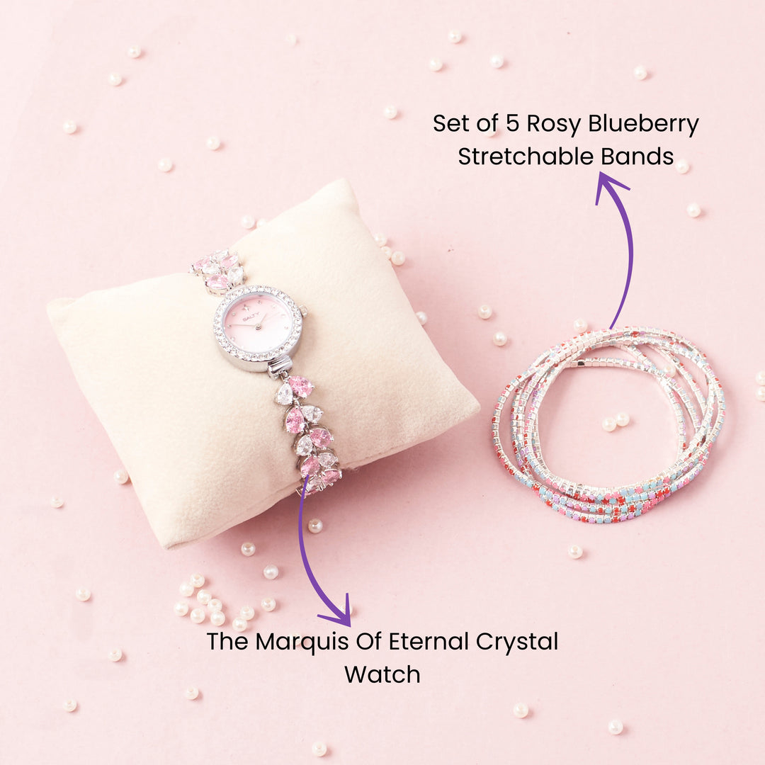 Stack in Style Crystal Watch and Set of 5 Bracelet Combo