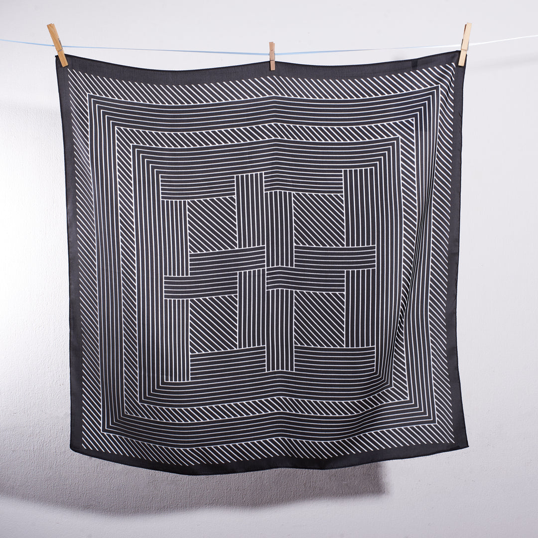 Black Striped Hair Scarf