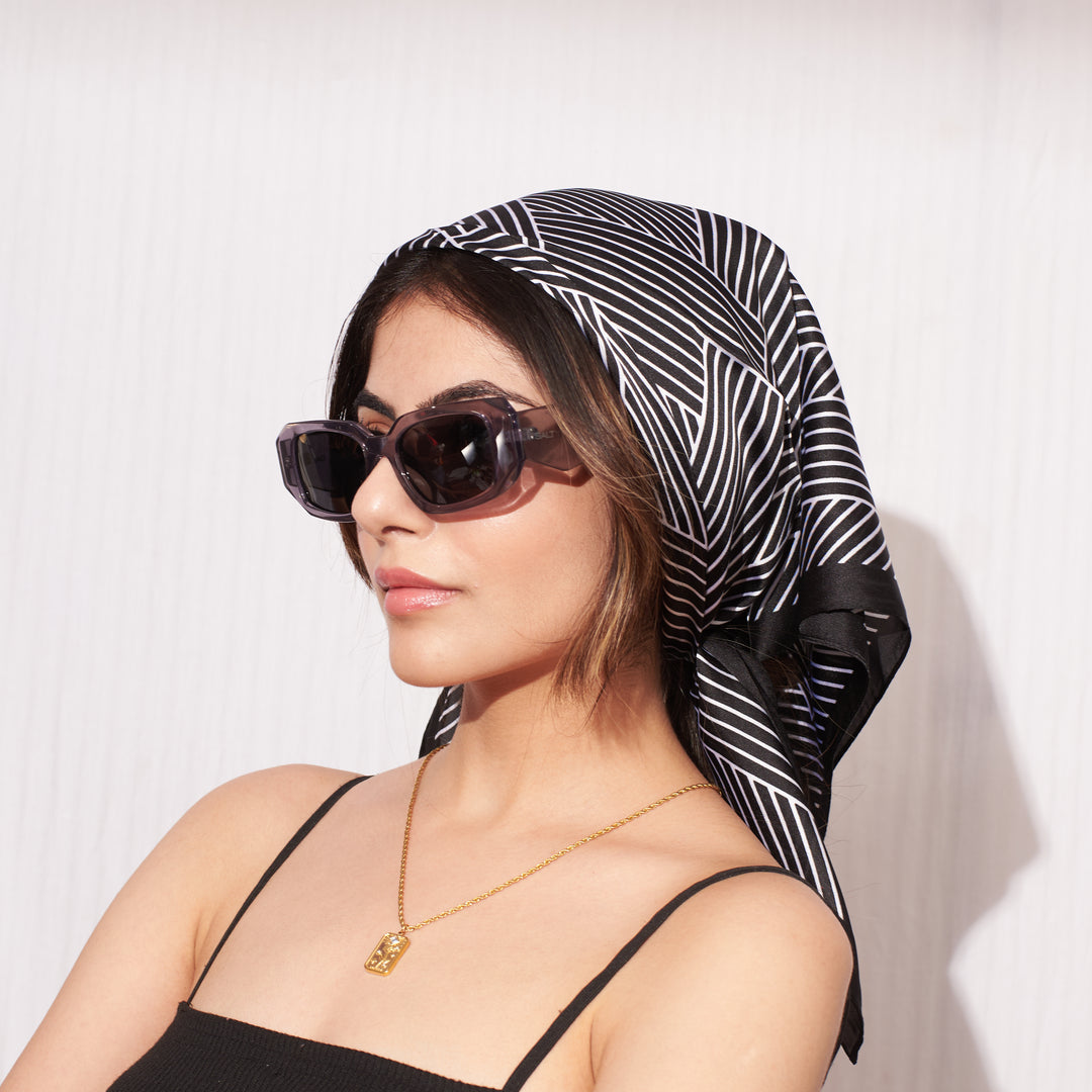 Black Striped Hair Scarf