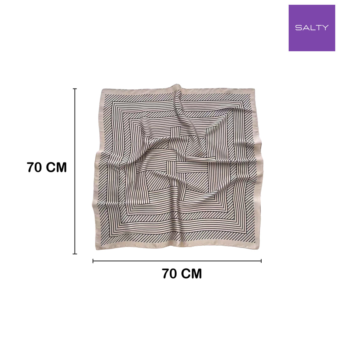 Cream Striped Geometric Neck scarf