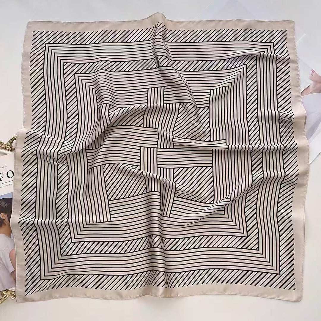 Cream Striped Geometric Neck scarf
