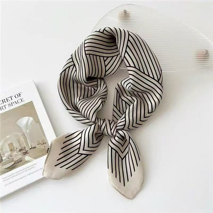 Cream Striped Geometric Neck scarf
