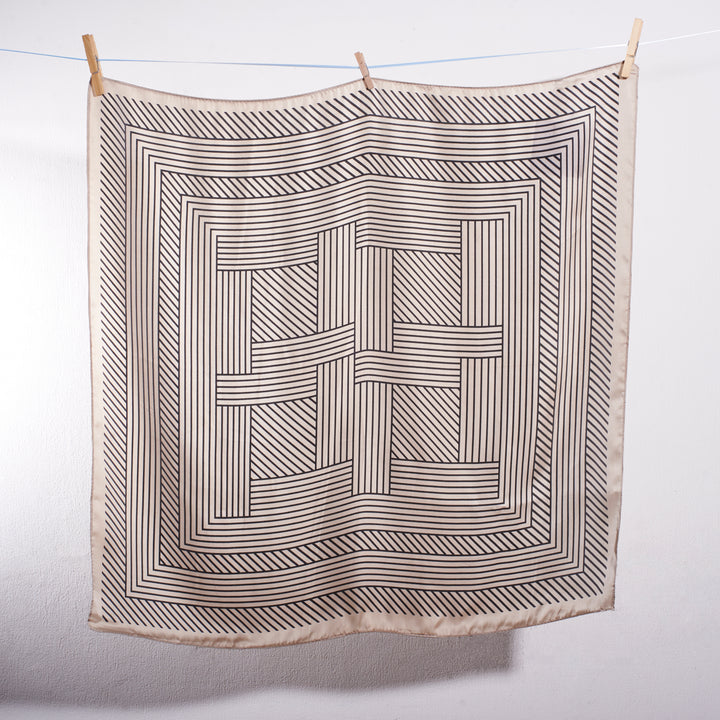 Cream Striped Geometric Neck scarf