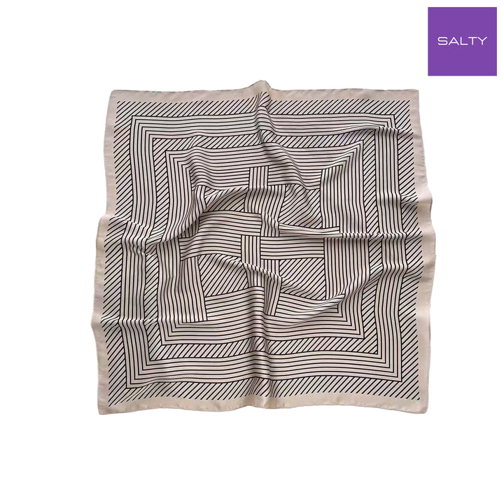 Cream Striped Geometric Neck scarf