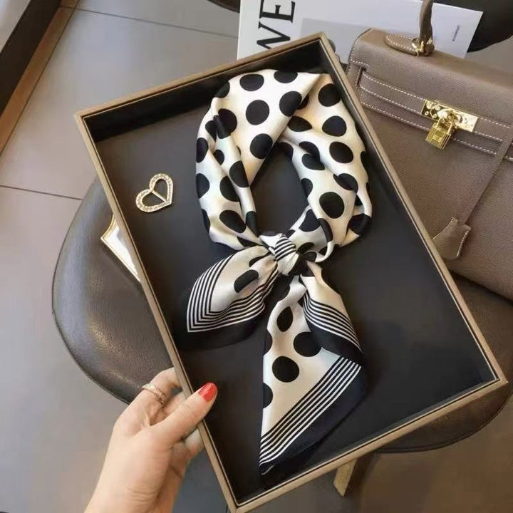 Classic Retro Black Polka Silk Scarf
