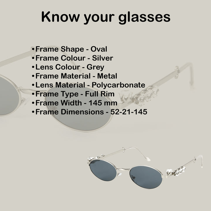 Glamour Oval Crystal Sunglasses - Silver