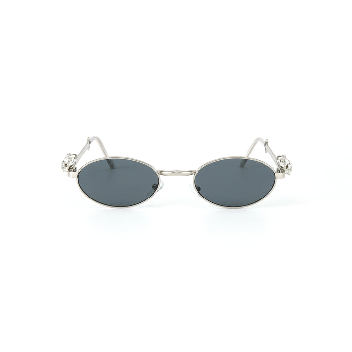 Glamour Oval Crystal Sunglasses - Silver