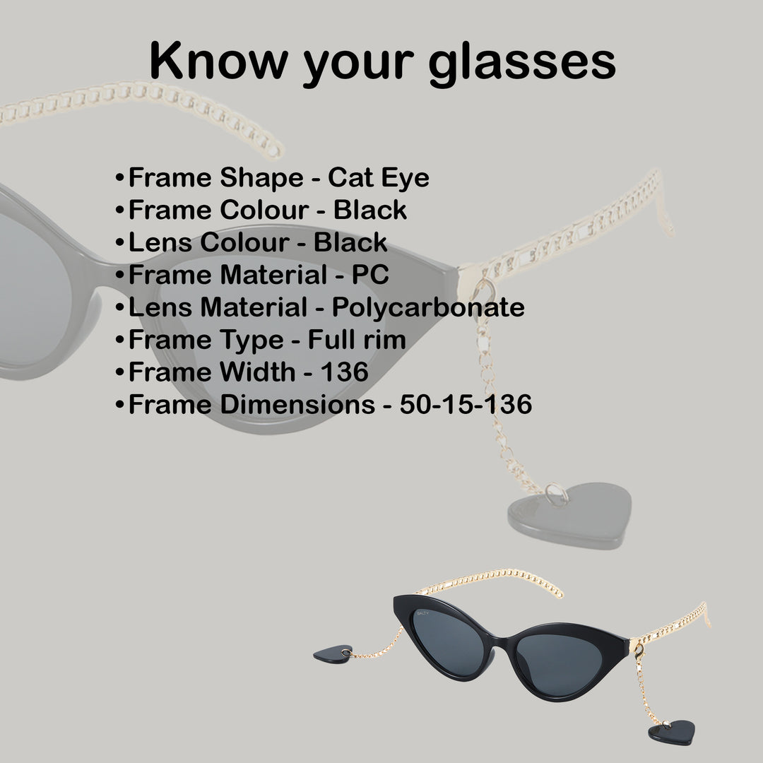 2-in-1 Tassel Heart Cat Eye Sunglasses