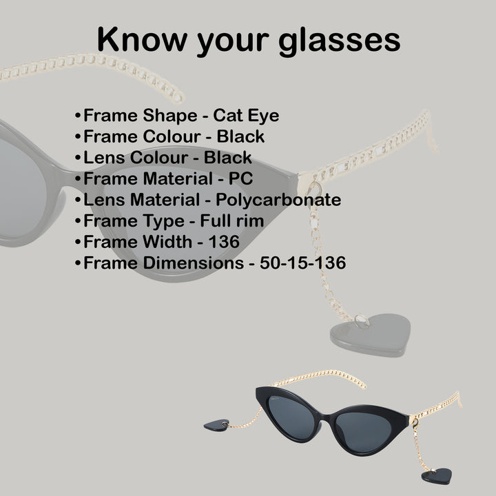 2-in-1 Tassel Heart Cat Eye Sunglasses